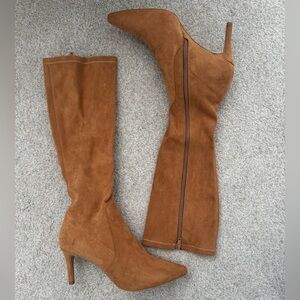 Tan Suede Heeled Boots for Women